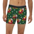 thumbnail image 2 of Picia Vintage Santa Skiing Green Plaid Pattern Men's Athletic Long Leg Briefs , Performance Stretch Underwear，Moisture-Wicking, 2 of 7