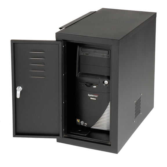 Global Industrial CPU Enclosed Side Car Cabinet 12""W x 22-1/2""D x 21-1/2""H Bl