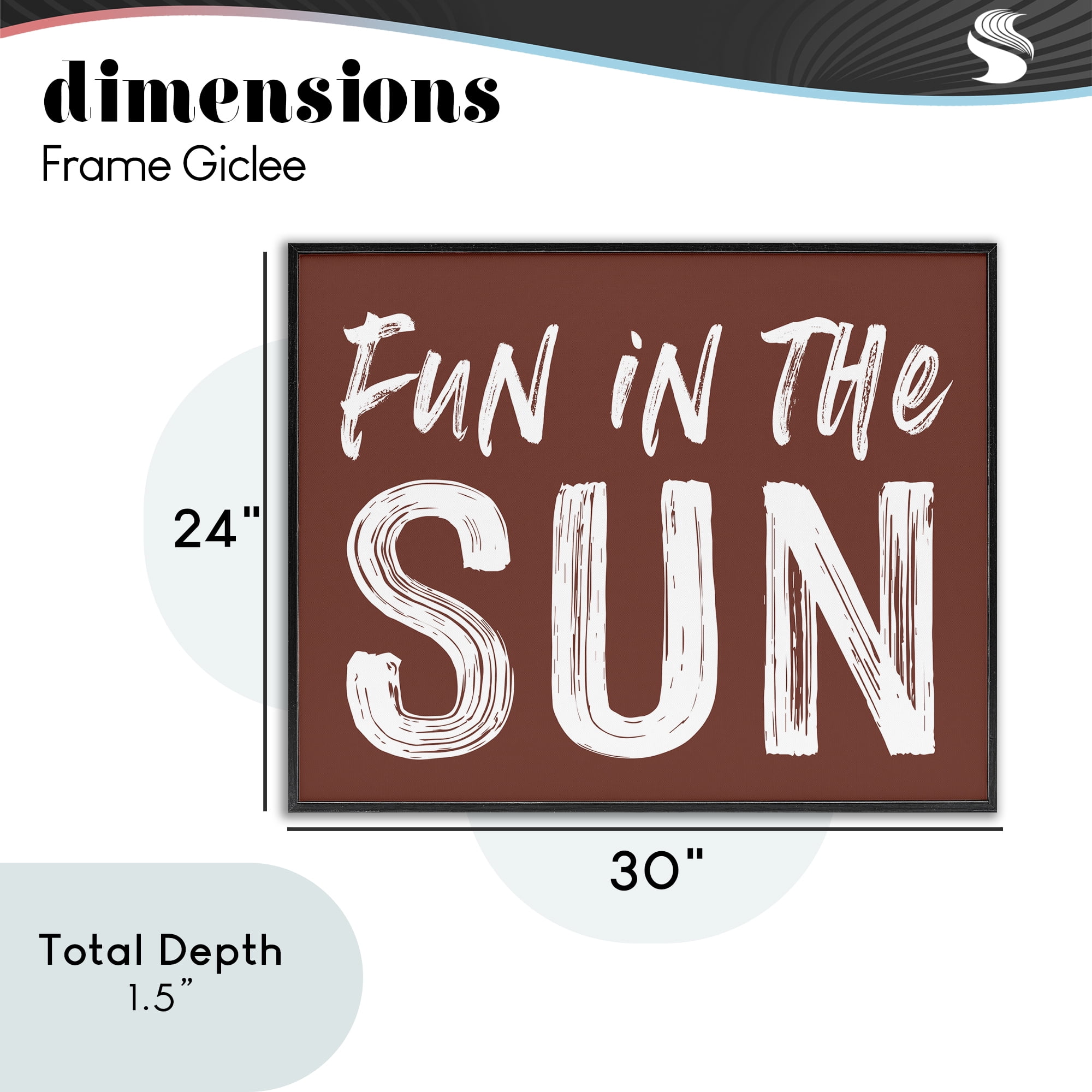 Fun In Sun Brown Sentiment Black Framed Giclee Art, design by Lettered and Lined