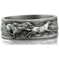 thumbnail image 2 of Wolf Family Silver Mens Nature Ring, Engraved Wolf Oxidized Promise Ring For Men, Silver Animal Ring For Boyfriend, Mens Wedding Band Ring, 2 of 5
