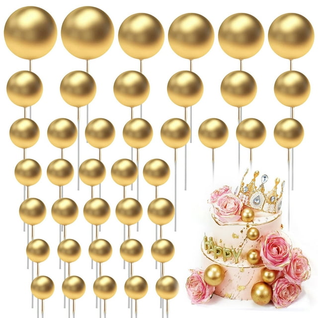 Bearachild Paquete de 40 adornos para cupcakes, globos de bolas brillantes, cubiertas para pasteles, decoración ligera y bonita para hornear, Kits de decoración para fiestas