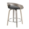thumbnail image 5 of Grotto Mid-Century Modern Counter Stool with Light Grey Wood and Black Faux Leather by LumiSource - Set of 2, 5 of 7