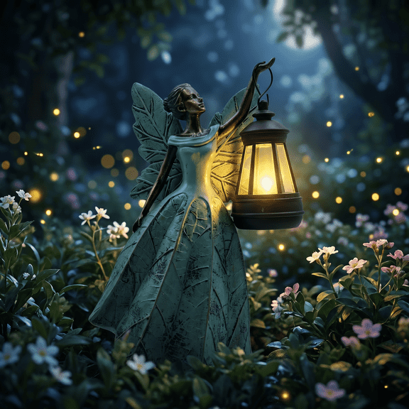 Solar Fairy Garden Statue with LED Light, Resin Garden Decor, 8.27 In
