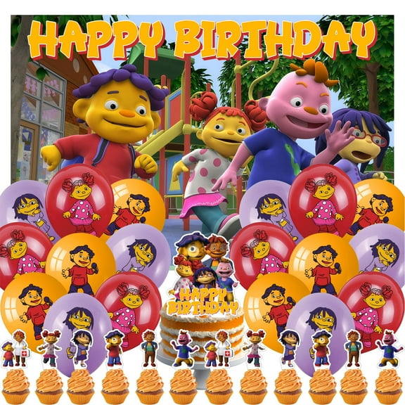 32 Pcs For Sid the Science Kid Theme Birthday Party Supplies Party Favor Set,With 5*3ft Birthday Backdrop Decorations,13 Cupcake Toppers,18 Balloons,All in One Party Supply Set