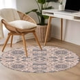 thumbnail image 5 of Boho Vintage Large Area Rugs for Bedroom Living Room, Soft Non Slip Carpet Bedside Rug, Southwestern Ethnic Mexican Flowers Round Floor Cover Kitchen Accent Rug 3' for Dining Room/Office, 5 of 9