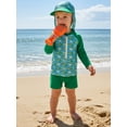 thumbnail image 3 of BemeyourBBs Toddler Baby Girls Boys Swimsuits Cute Infant Bathing Suit Turtle Tree Dinosaur Swimwear Rash Guard Long Sleeve Tops with Swim Trucks Shorts and Hat Set Summer Beachwear, 3 of 9