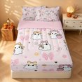 thumbnail image 2 of Homewish Kawaii Ghost Zipper Queen Comforter Set with Fitted Sheet and 2 Pillowcases for Girls, Bowknot Flower Zipper Bedding Set, Light Pink White, Pink Reversible, 2 of 7