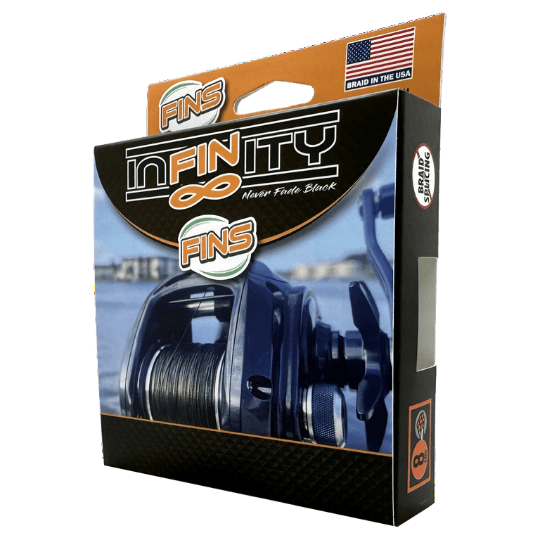 FINS Infinity Braided Fishing Line 30lb 1500yds Black | Made in the USA |  Super Smooth 8-end Fishing Braid | Genuine FINS Braid