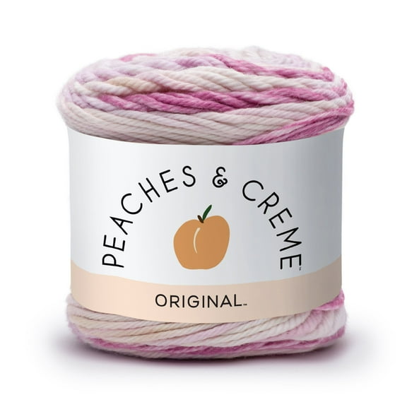 Peaches & Crème Stripey Cotton Yarn, (56.7g/2oz), Quiet Dahlia
