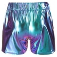 thumbnail image 2 of YONGHS Girls Shiny Metallic Shorts Hot Pants Disco Dance  Party Performance Costumes Blue 3-4, 2 of 7