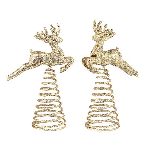 WRITWAA 2pcs Holiday Tree Topper Ornament Delicate Design Elk Shape Iron for Winter Party Decorations