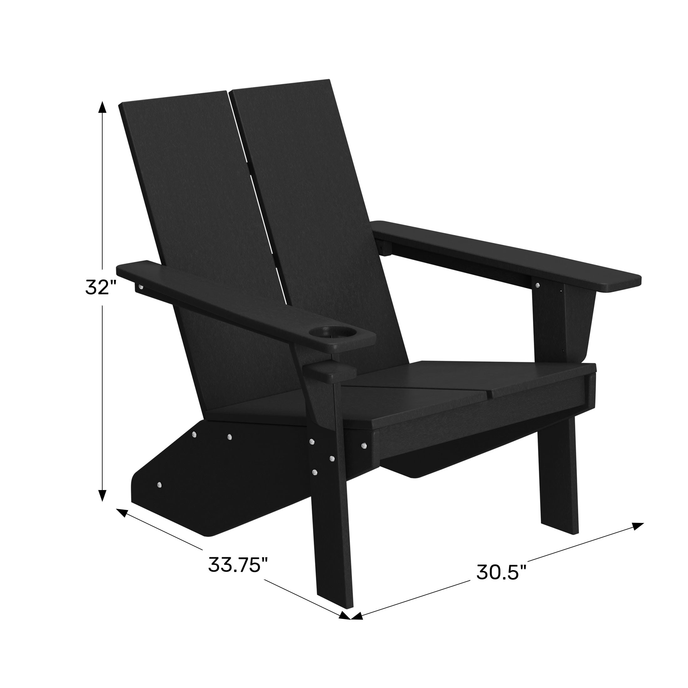 WestinTrends Riviera Outdoor HDPE Modern Adirondack Chair with Cup Holder, Dark Green
