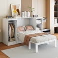 thumbnail image 3 of Twin Size Murphy Bed with 3-Tier Shelves and Wardrobe, Foldable Platform Bed with 1 Drawer, Vertical Wall Bedframe for Small Space, Bedroom, Guest Room, White, 3 of 9