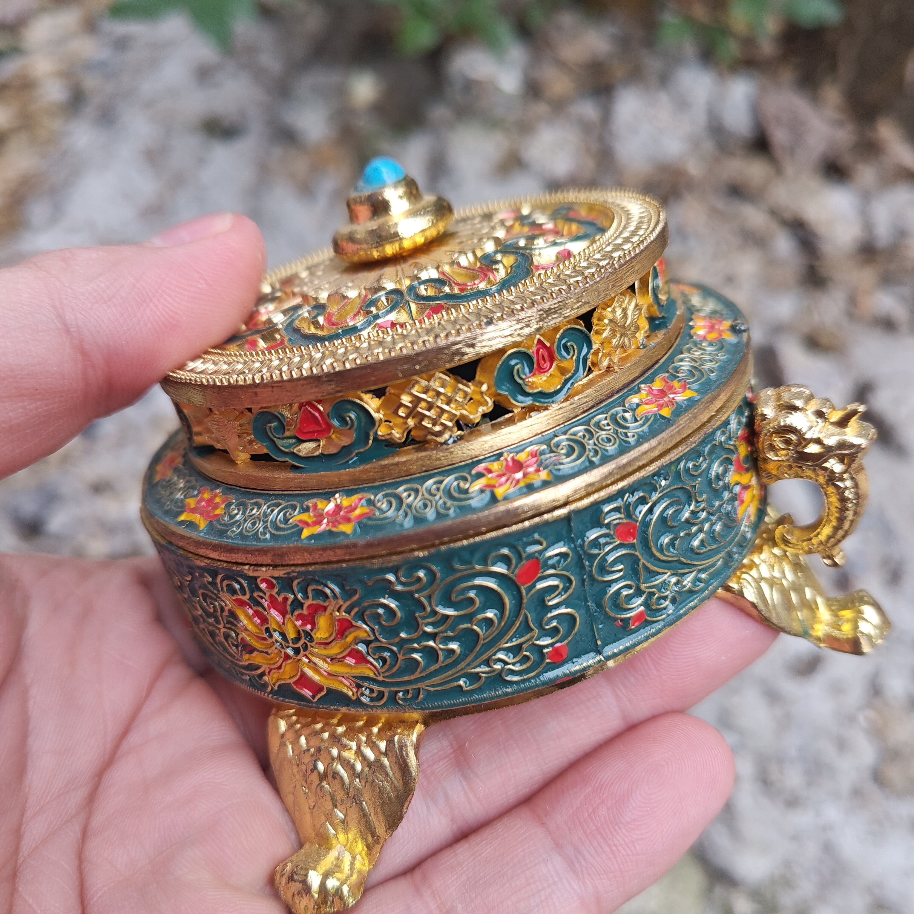 Vintage Bronze Buddha Censer Incense Burner Unique Ritual  Incense holder, Tibet culture Brass Ash catcher censer Incensory Decorative xx082