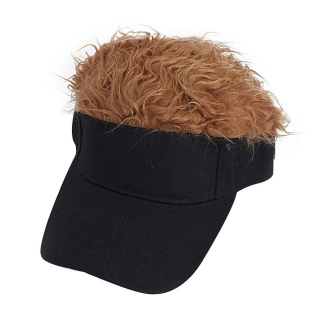 Baseball Cap Hat Wig Design Sun Protection Cotton Soft Novelty Wig Baseball Cap for Travel