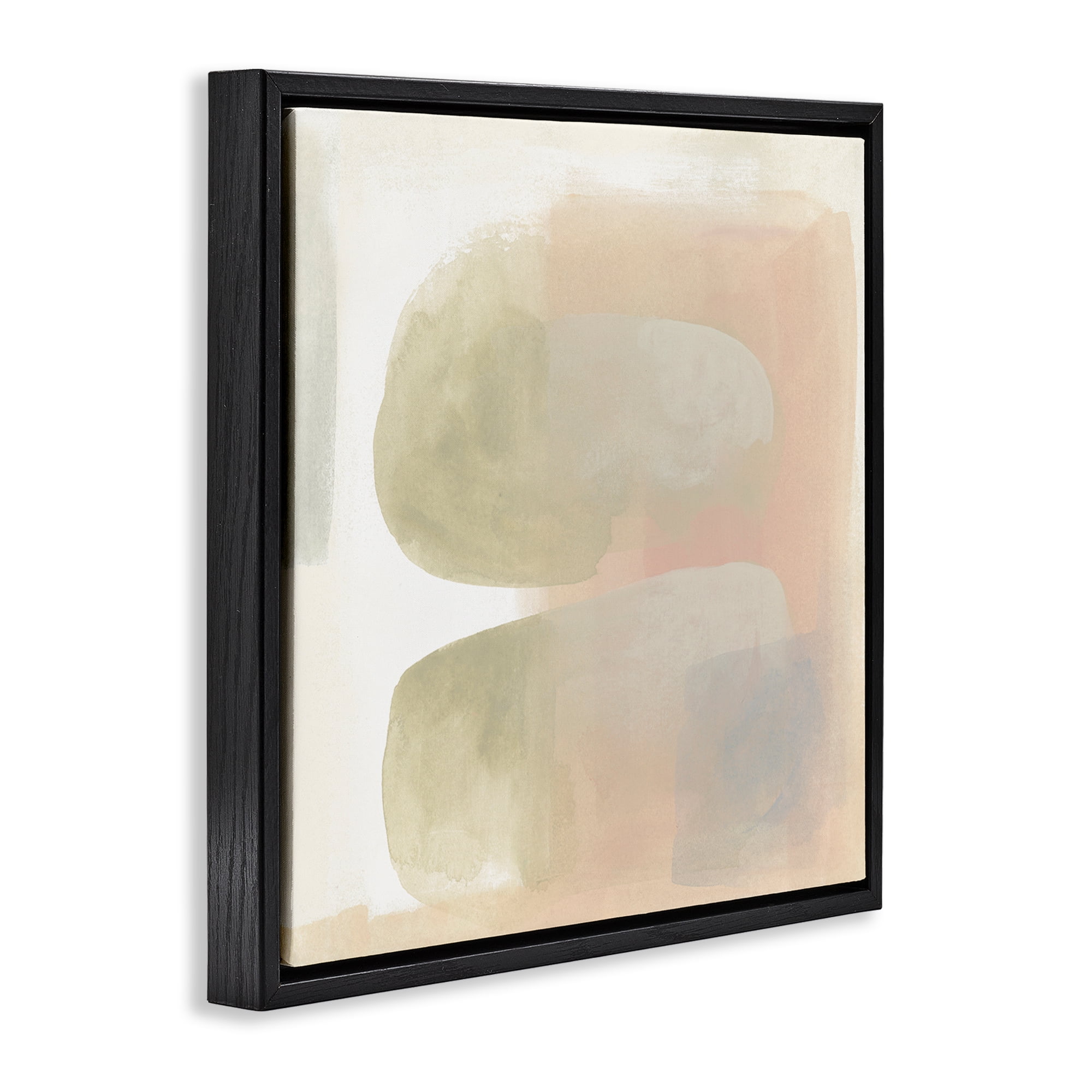 Stupell Industries Centric Neutral Shapes Abstract Painting Black Floater Framed Canvas Art Print Wall Art, 18 x 18