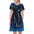 thumbnail image 1 of Balery Cat Sketch Vestidos sueltos de manga corta para mujer, vestidos de verano 2025, vestidos casuales de corte A con vuelo., 1 of 6
