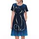 thumbnail image 1 of Easygdp Cat Sketch para Vestido Transpirable de Mujer, Vestido Suelto de Manga Corta con Pliegues y Bolsillos para el Verano, 1 of 6