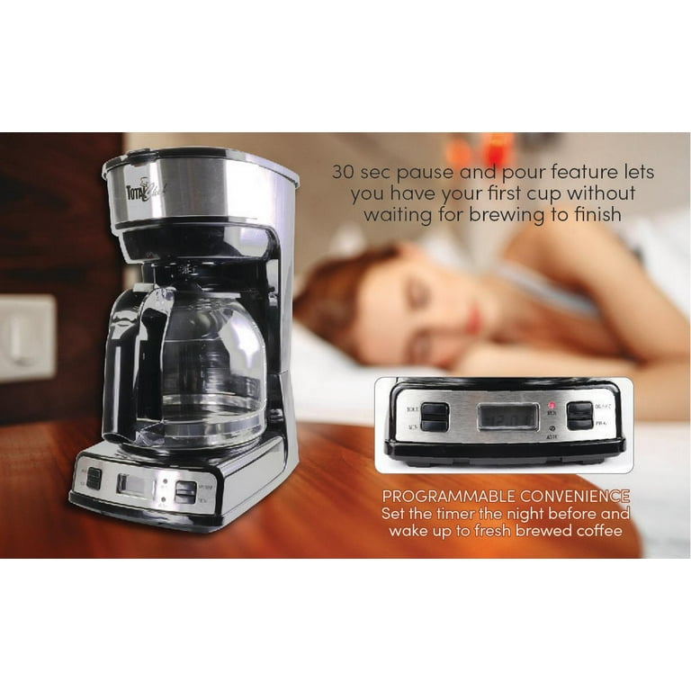 Total Chef Programmable 12-Cup Coffee Maker with Filter Black and