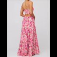 thumbnail image 4 of Vestido de Verano con Estampado Floral para Mujer, con Tirantes Finos, Aberturas y Lazo en la Parte Delantera, Holgado, Estilo Bohemio. Rosa L, 4 of 5