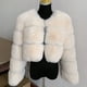 thumbnail image 1 of Chaqueta gruesa de piel sintética para mujer, abrigo corto, cálido, liquidación, moda de invierno, 1 of 5