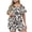 Khaki, variant on Plus Size 2 Piece Pajamas Set for Women Crew Neck Shorts Lounge Sets Classic Print Sleepwear Soft Loungewear XL-5XL