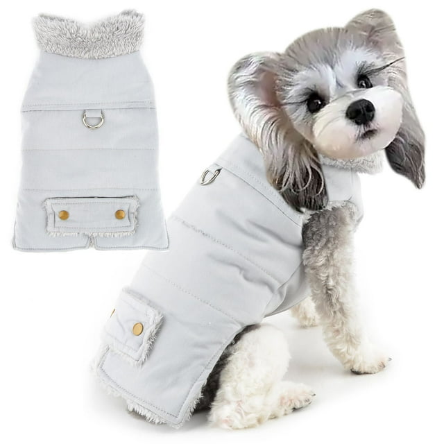 Lined Winter Dog Jacket Vest With Leash Attachment For Small Breed Puppy Pet Cold Weather Coats