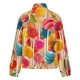 thumbnail image 6 of Jackets for Women Winter Coat Jackets Flannel Stand Collar Jacket(Pastel Rainbow Lollipop,Size:S-4XL), 6 of 7