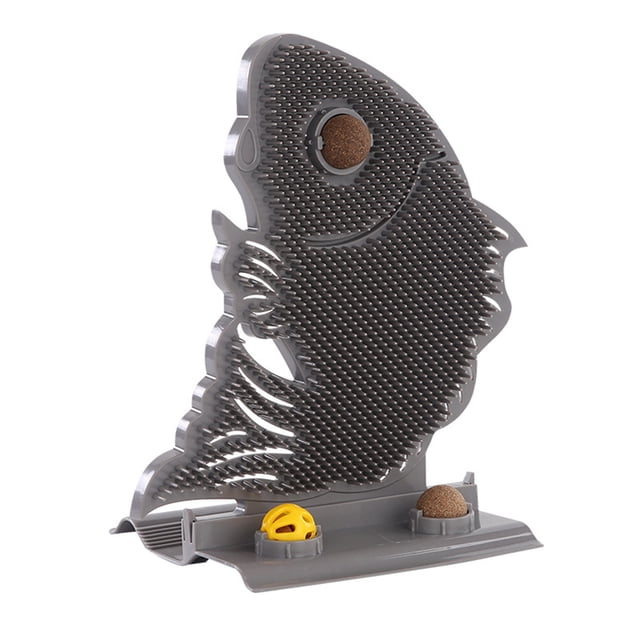 Wall Cat Self Groomer - Masajeador facial de gato con campana de hierba gatera, extraíble, respetuoso con la piel, forma de pez, poste de frotamiento, esquina