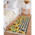 thumbnail image 3 of Area Rug with Tassels 2' x 5', Farm Bee Sunflower Watercolor Kitchen Runner Rug for Hallway Bedroom Throw Rugs, Vintage Black Buffalo Plaid Soft Door Mat for Bathroom Entrance Living Room, 3 of 9