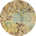 thumbnail image 1 of Ahgly Company Machine Washable Indoor Round Abstract Ginger Brown Green Area Rugs, 7' Round, 1 of 7
