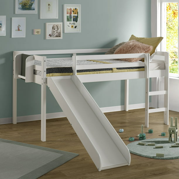 Cindy Kids Loft Bed With Slide Twin, Toddler Loft Bed With Slide