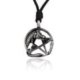 thumbnail image 1 of Unique Dragon Pentagram Silver Pewter Charm Necklace Pendant Jewelry With Cotton Cord, 1 of 1