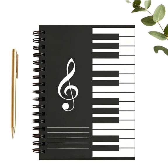 Creative Piano Music Note Spiral Notebook, Coil Bound Journal, Hardcover Lined Writing Notepad, Music Themed Notebook for Office, Musician, Daily Note Taking