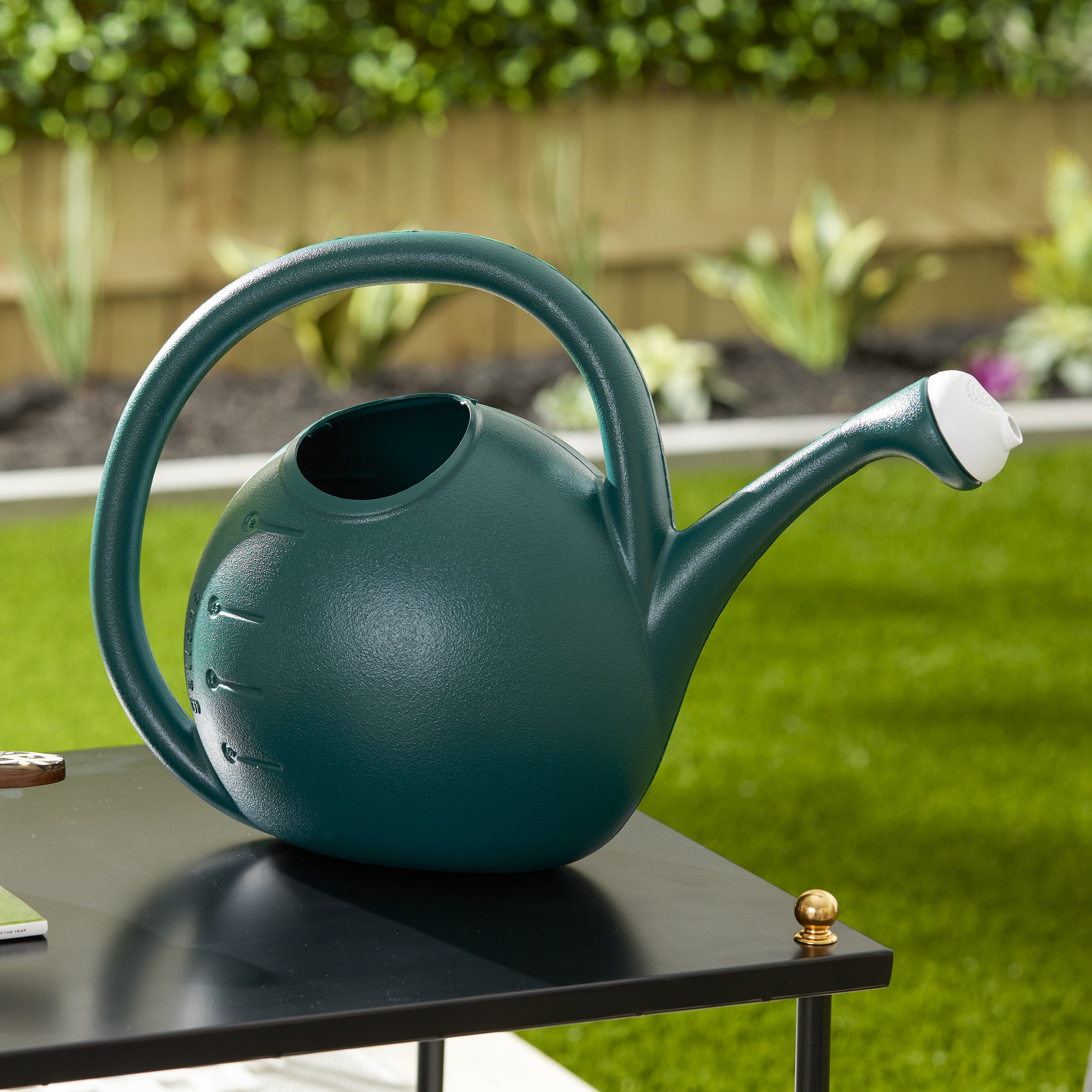HC Companies 2 Gal Premium Large Mouth Garden Plant Watering Can, Evergreen