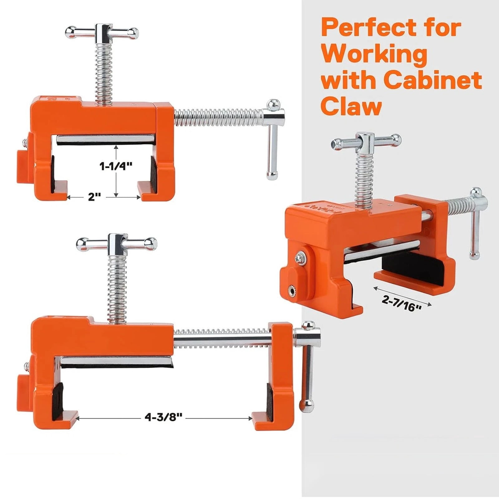 XINGXIANG Cabinet Clamp,PONY 8510 Cabinet Clamps, 440 lbs Load Capacity Face Frame Clamps with Pilot-Hole Guide & Protective Pads, Cabinet Installation Tool for Woodworking