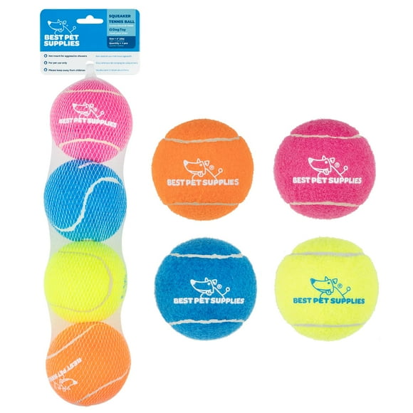 Squeaky Tennis Toys, los mejores suministros para mascotas para perros, paquete de 4 unidades