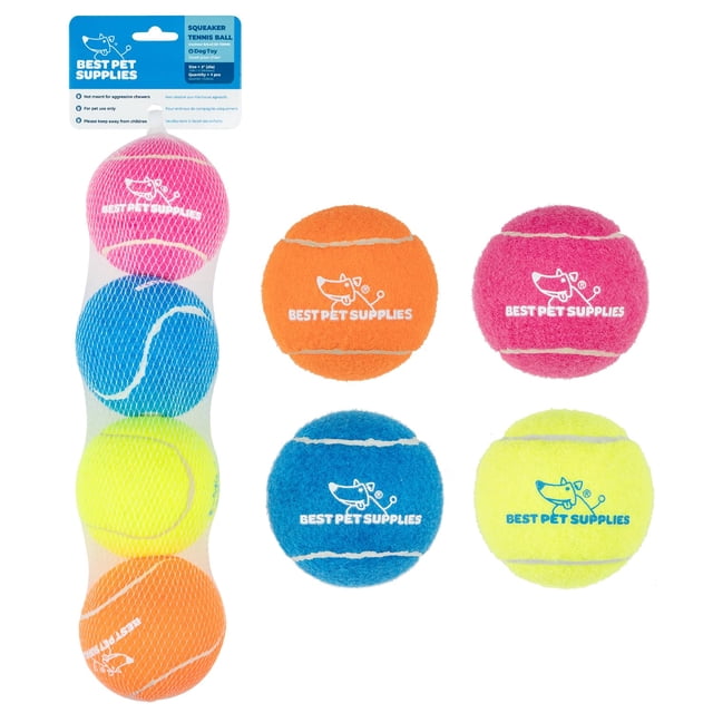 Squeaky Tennis Toys, los mejores suministros para mascotas para perros, paquete de 4 unidades