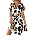 thumbnail image 3 of Zapatos de Vestido Casual para las Mujeres Cuello en V Impreso de Manga Corta Enrollado Vestido Corto para las Mujeres Casual, 3 of 8