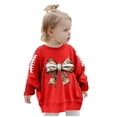 thumbnail image 3 of Girls Sequin Bow Rugby Print Casual Sweatshirt Clothes, 3 of 5