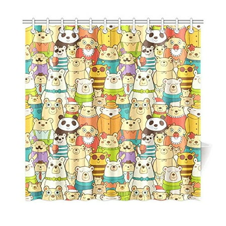 Gckg Cute Cartoon Animals Shower Curtain Fun Panda Polar Bears Gckg Cute Cartoon Animals Shower
