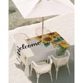 thumbnail image 3 of 60x84 Inch Outdoor Tablecloth with Umbrella Hole Zipper Rectangle Yellow Sunflower Rectangular Tablecloths Outside Waterproof Butterfly Linen Vintage Floral Patio Table Cloth Cover for Picnic Party, 3 of 8