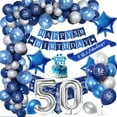 thumbnail image 4 of Navy Blue 50th Birthday Decorations for Men, Navy Blue Silver Happy 50th Birthday, Blue and Silver 50th Birthday Balloons with Birthday Banner for Him 50 Years Old Birthday Party Supplies, 4 of 7