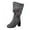 Gray, variant on Xfvqtps Womens Boots Mid Calf Wide Calf Side Zipper Chunky Mid Heel Buckle Strap Almond Toe Casual Commute Heel Boots Gray