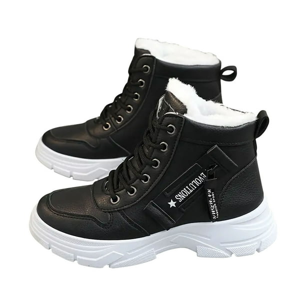 Zapatos de mujer botas de nieve altas, cálidas y versátiles, zapatos de algodón, zapatos de terciopelo para correr, botas vaqueras
