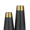 thumbnail image 4 of DecMode 11", 8"H Black Stainless Steel Vase with Gold Rims, Set of 2, 4 of 7