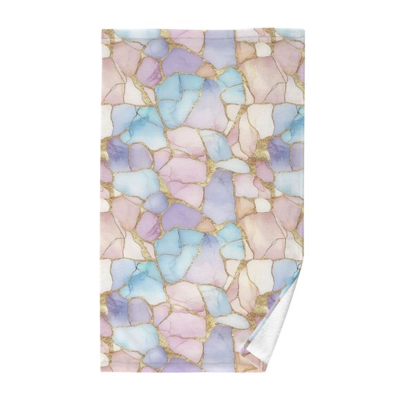 Yayeee 100% Cotton Hand Towels for Bathroom 16" x 28" Soft Absorbent Kitchen Towel, Elegant Marble Pattern