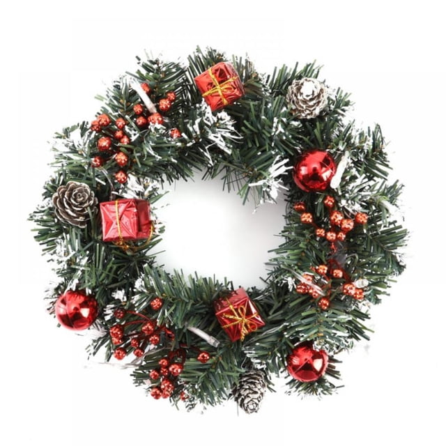 Choosebetter Christmas Wreaths Garlands Swags for Front Door Hanger Outdoor with Battery Powered LED Light String Hanging Garland Holiday Home Decorations
