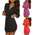 thumbnail image 2 of ylioge Womens 3/4 Sleeve Robes 3 Pack Lightweight Short Length Silk Satin Bathrobes Ladies Casual Solid Color Multipack Homewear Bath Robe with Belt, 2 of 8