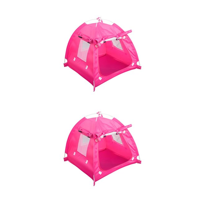 Billuyoard tienda de campaña para mascotas al aire libre cama plegable portátil cachorro perrera jaula impermeable pequeños perros medianos L/Rojo rosa 2Conjunto